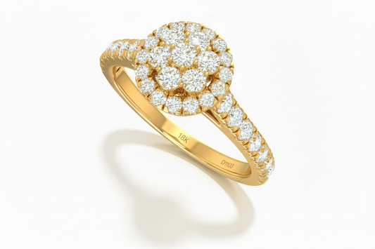 Women's Classic  Band Double Halo Diamond Engagement Ring