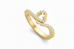 Heart Shape Gold Interlocking Diamond Ring