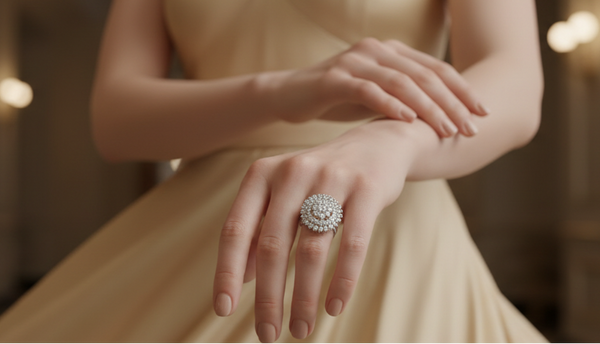 Double Halo Cluster Floral Diamond Ring