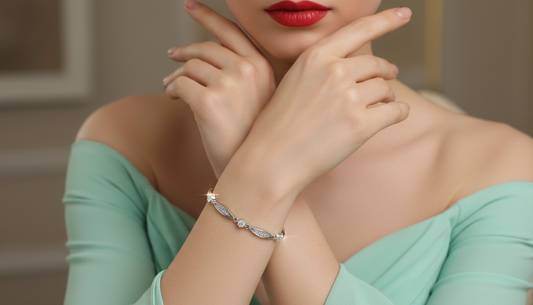 Marquise and Round Shape Diamond Link Bracelet