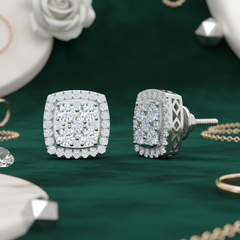 Square Diamond Illusion Stud Earrings