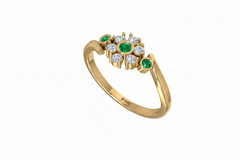 Emerald Bezel-Accented Floral Cluster