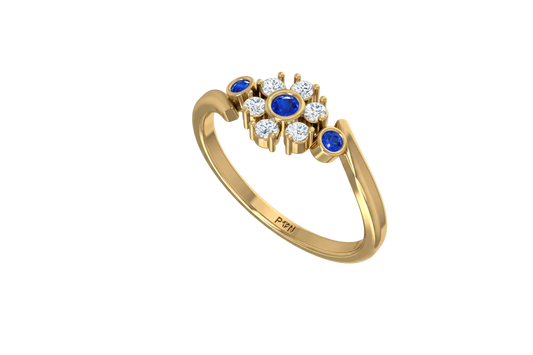 Sapphire Bezel-Accented Floral Cluster