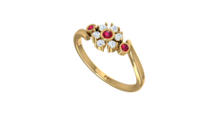 Ruby Bezel-Accented Floral Cluster