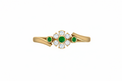 Emerald Bezel-Accented Floral Cluster