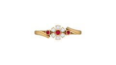 Ruby Bezel-Accented Floral Cluster