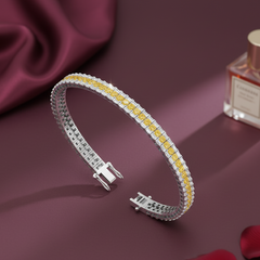 Double Row Yellow Sapphire and Diamond Tennis Bracelet