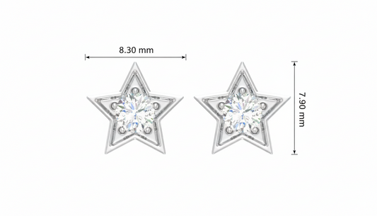 Diamond Star Stud Earrings for Women