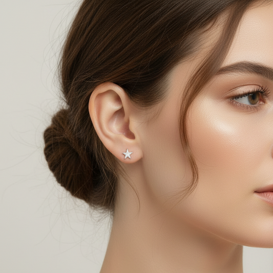 Diamond Star Stud Earrings for Women