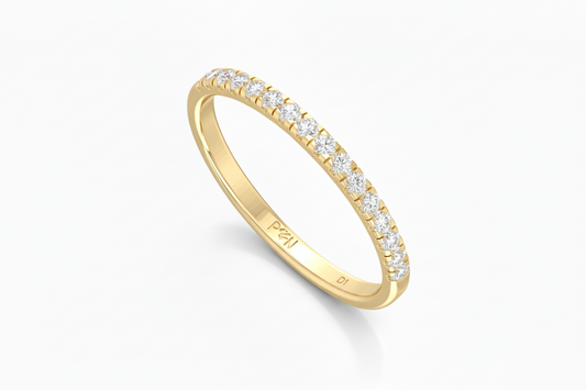 1.50 Gram Approx Gold and Round Diamond Half Eternity Band Ring