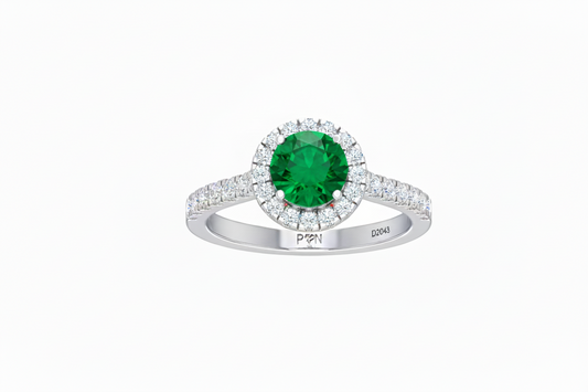 Emerald With Four-Prong Halo