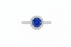 Sapphire With Four-Prong Halo
