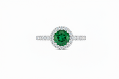 Emerald With Four-Prong Halo