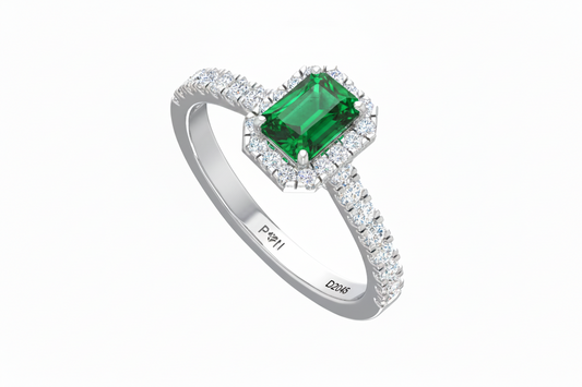 Emerald Cut Emerald With Diamonds