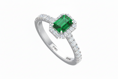 Emerald Cut Emerald With Diamonds