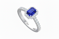 Emerald Cut Sapphire With Diamonds