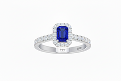 Emerald Cut Sapphire With Diamonds