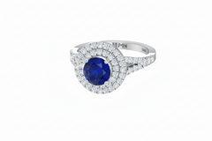 Round Cut Sapphire With Double Halo