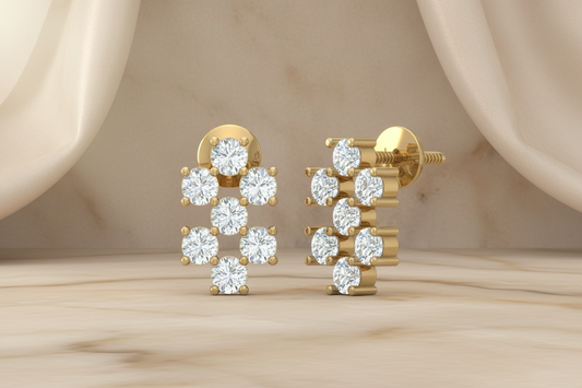 Modern Cross Motif Diamond Studs Earring