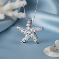 Dainty Diamond Starfish Necklace With Chain