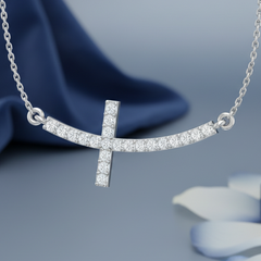 Dainty Diamond Sideways Cross Necklace With Chain