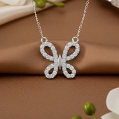 Sparkling Diamond Butterfly Fashion Neckalace With Chain