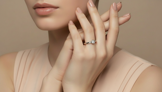 Stackable Hexagon Frame Solitaire Diamond Ring