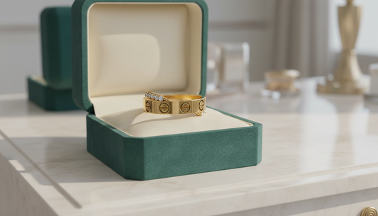 Iconic Screw Motif Gold Ring with Diamonds