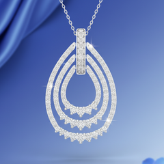 Dazzling Multi-Layered Diamond Teardrop Necklace with Chain