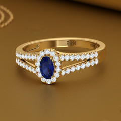 Oval Sapphire With Diamond Ring