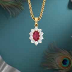 Oval Ruby Shape Diamond Pendant
