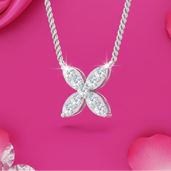 Classic Diamond Flower Cluster Necklace With Chain