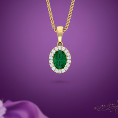 Oval Shape Emerald Diamond Pendant