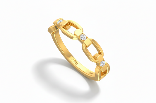 Modern Geometric Paper Clip Style Link Diamond Ring