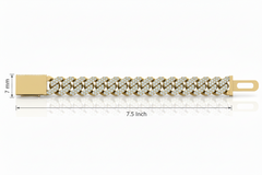 Raised Iced Out Cuban Bracelet in Gold