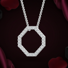 Chic Octagon Open Design Necklace With Chain