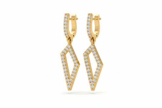 Modern Kite-shaped Diamond Earrings