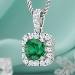 Cushion-Cut Emerald Halo