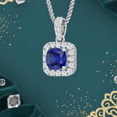 Cushion-Cut Sapphire Halo