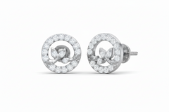 Stylized Diamond Halo Stud Earrings