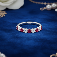 Nine Stone Ruby With Diamond Approx One Cttw