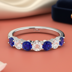 Seven Stone Sapphire With Diamond Half CTTW